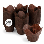 Glownary Brown Paper Muffin Cups, 2x2.75 Inch Large Lotus Style, Oven Safe Baking Wraps for Cupcakes, Grease-Proof, 1000 per Case