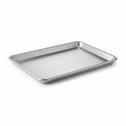Glownary Half Size Aluminum Sheet Pan, 18 Gauge Wire Rim, Silver, 13 x 18 Inches, Stackable, Commercial Baking Pan