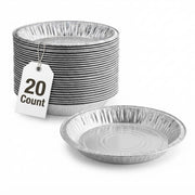 Glownary Aluminum Foil Pie Pan, 9 5/8 x 1 3/16 Inch Deep, Silver, 45 Gauge, Standard Duty, Recyclable Round Baking Pan, 20 per Pack