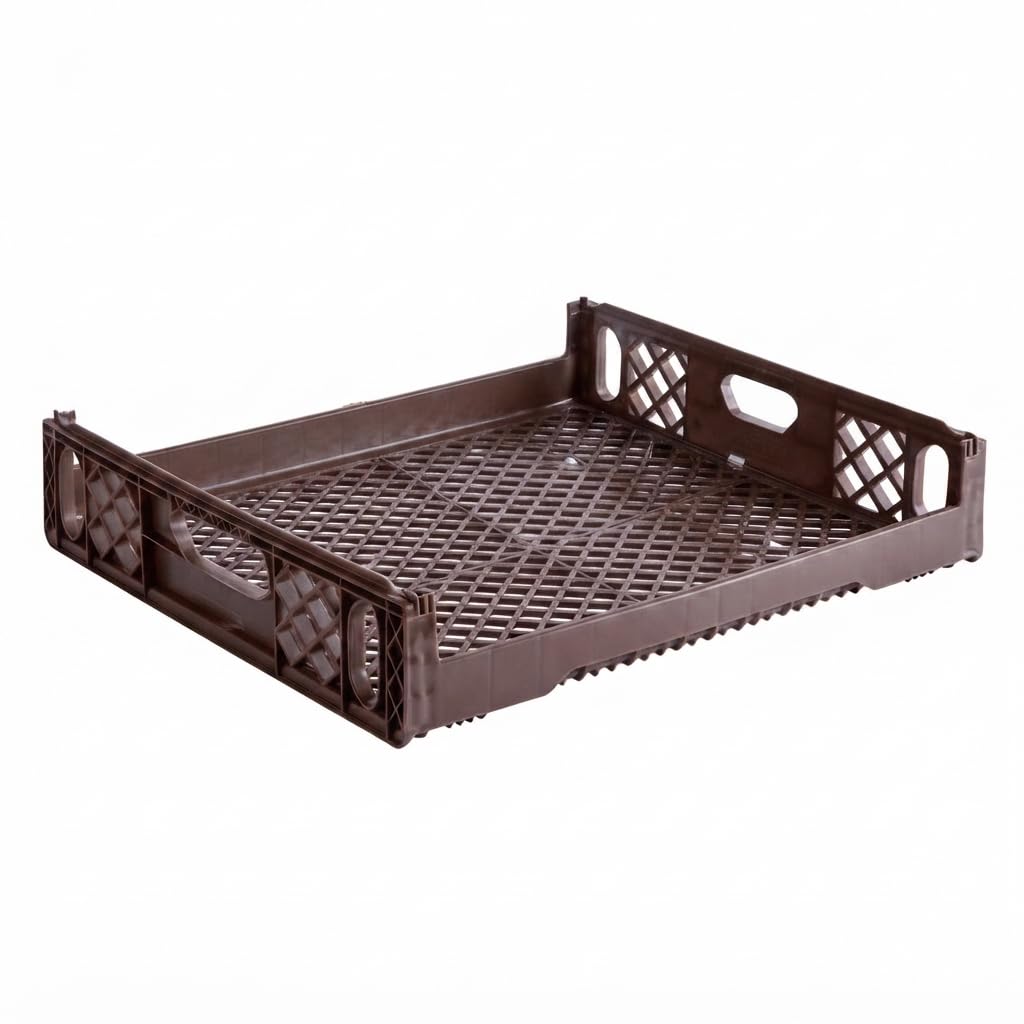 Glownary 4-Pack Commercial Bread Tray, Brown Plastic, 29x26x6 Inches, Stackable with Dual Handles, 12-Loaf Capacity