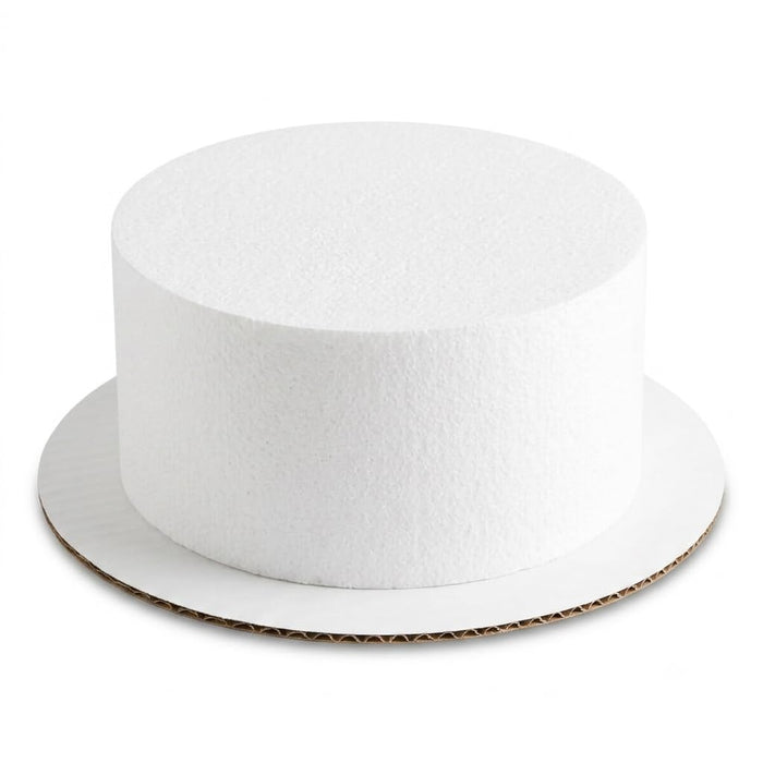 Glownary 8 x 4 Inch Round Foam Cake Dummy, White Polystyrene, Reusable Display Tier for Bakery Practice and Window Decor