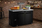 Glownary 48-Inch Commercial 4-Tap Beer Kegerator, Black, 2-Door with LED Lighting, 2 Half-Barrel Capacity, Self-Closing Doors, 48.75x24.44x35.63 Inches view 2