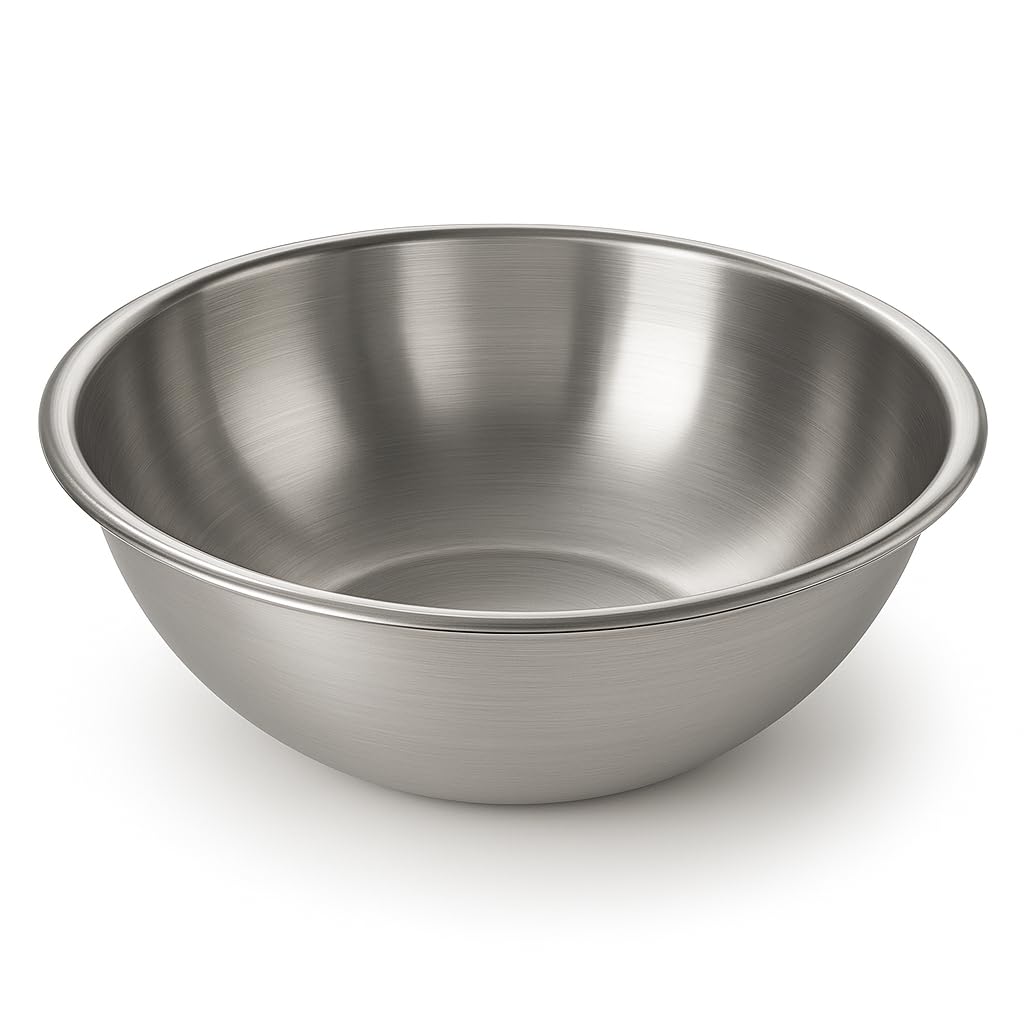 Glownary 30 Qt Standard Stainless Steel Mixing Bowl, Silver Mirrored Finish, 21 11/16 Inch Diameter, Dishwasher Safe, Stackable