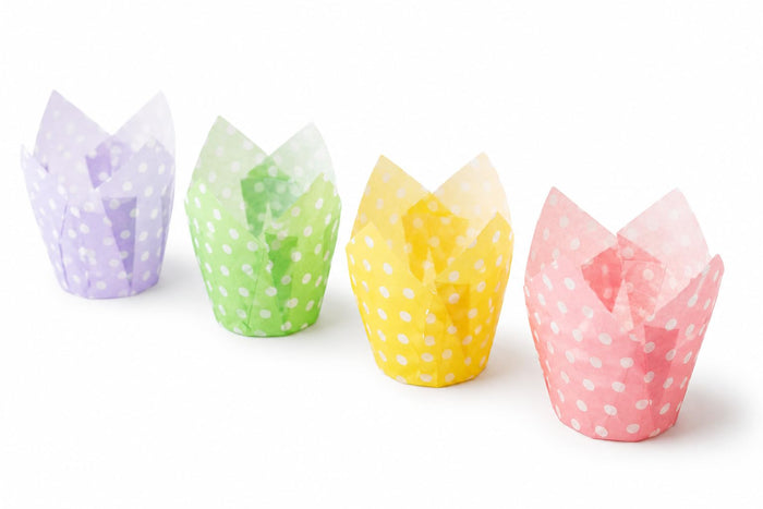 Glownary Spring Print Tulip Baking Cups, Paper, 2 x 3.25 Inch, Green Pink Purple Yellow, Grease-Proof, Easter Theme, 1000 Count