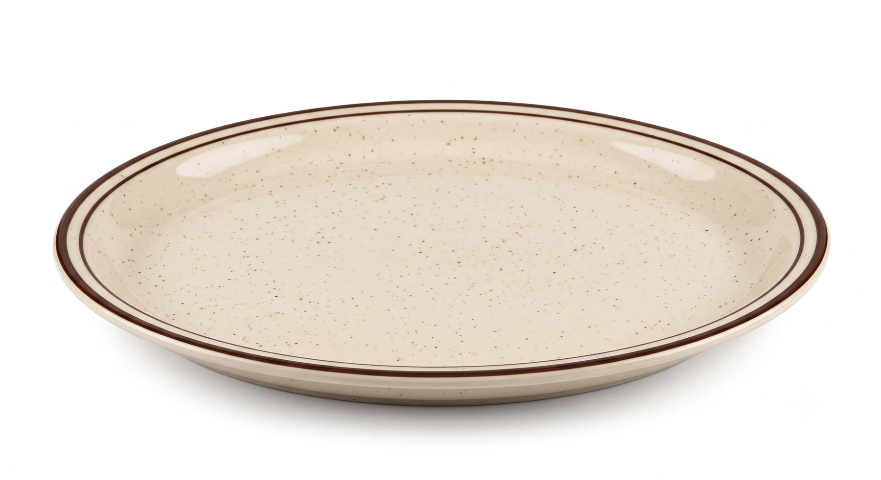 Glownary Brown Speckle Oval Stoneware Platter, 11.5 x 9.1 Inch, Narrow Rim, Microwave and Dishwasher Safe, 12 per Case