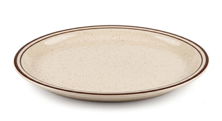 Glownary Brown Speckle Oval Stoneware Platter, 11.5 x 9.1 Inch, Narrow Rim, Microwave and Dishwasher Safe, 12 per Case