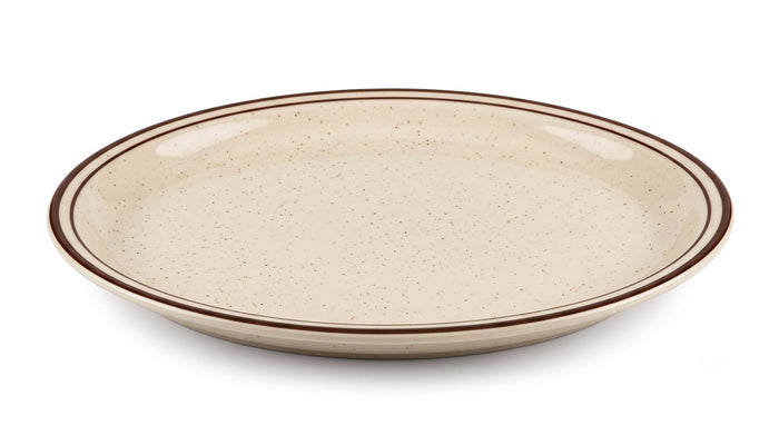 Glownary Brown Speckle Oval Stoneware Platter, 11.5 x 9.1 Inch, Narrow Rim, Microwave and Dishwasher Safe, 12 per Case