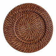 Glownary Round Auburn Rattan Charger Plate, 13 Inch, Hand Wash Only, Natural Bamboo Construction, 12 Pack