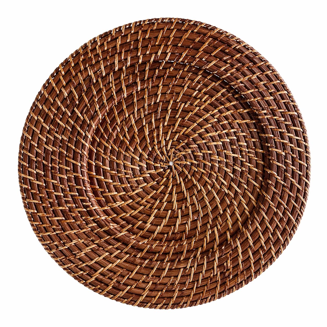 Glownary Round Auburn Rattan Charger Plate, 13 Inch, Hand Wash Only, Natural Bamboo Construction, 12 Pack