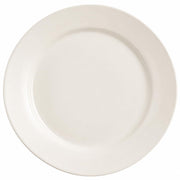 Glownary Stoneware Wide Rim Dinner Plates, 10.5 Inch, Ivory White, Microwave and Oven Safe, Round, 12 Count