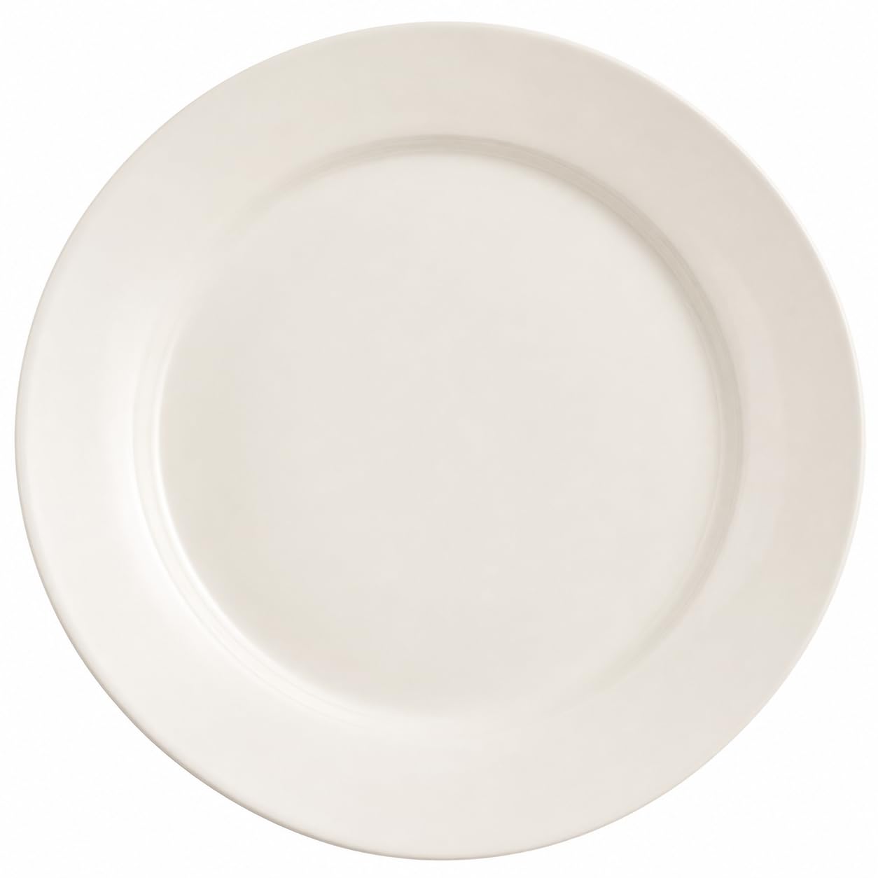 Glownary Stoneware Wide Rim Dinner Plates, 10.5 Inch, Ivory White, Microwave and Oven Safe, Round, 12 Count