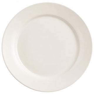 Glownary Stoneware Wide Rim Dinner Plates, 10.5 Inch, Ivory White, Microwave and Oven Safe, Round, 12 Count