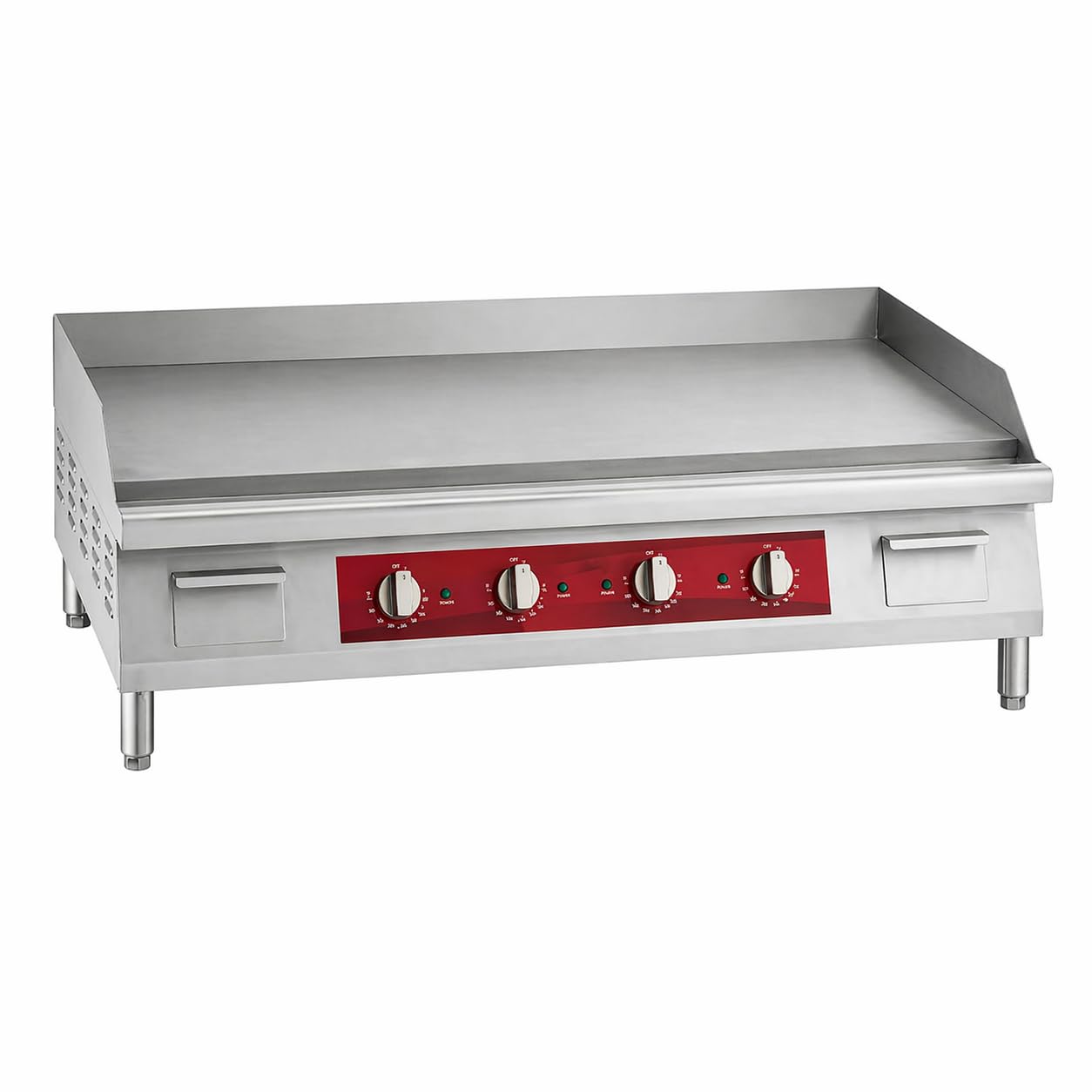 48-Inch Electric Commercial Countertop Griddle, 4 Zone Temperature Control, 208/240V, 1-Inch Thick Steel Surface, 150-570°F Range
