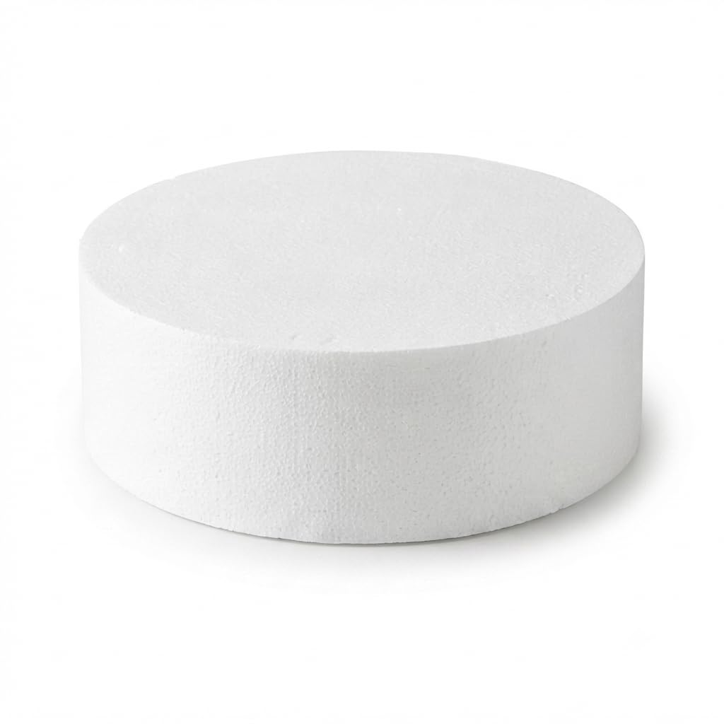 Glownary 12 x 4 Inch Round Polystyrene Foam Cake Dummy, White, for Display and Practice