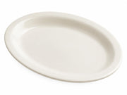 Glownary Oval Stoneware Platter, Ivory American White, 9.5 x 7.25 Inch, Narrow Rim, Microwave and Dishwasher Safe, 24 per Case