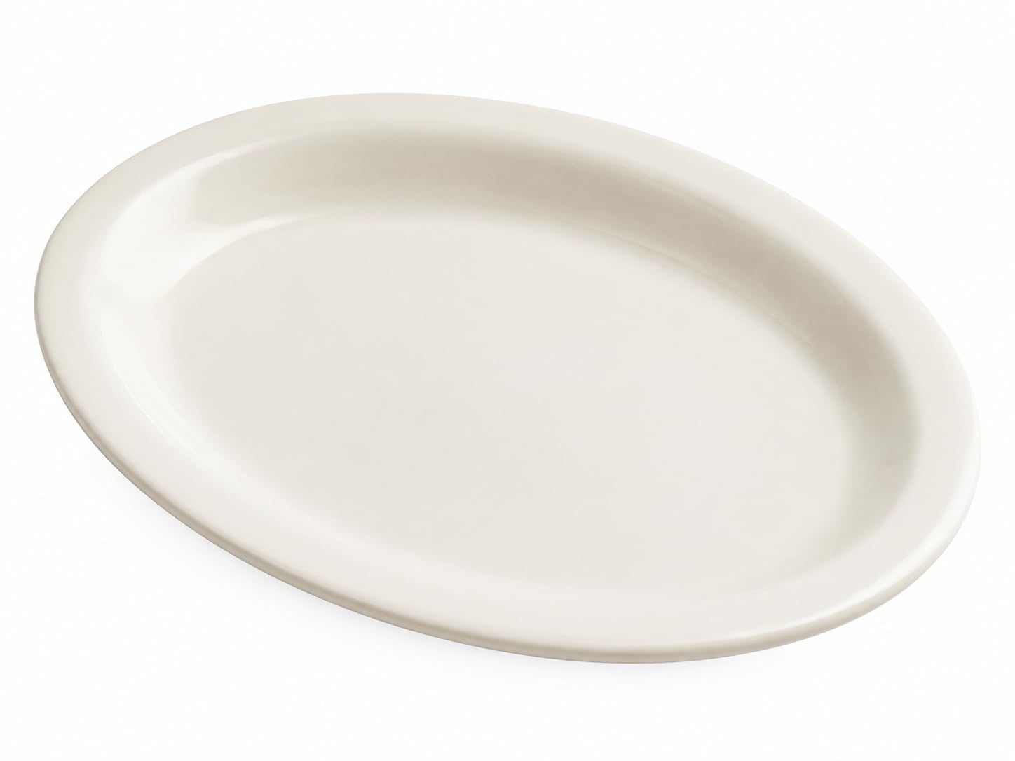 Glownary Oval Stoneware Platter, Ivory American White, 9.5 x 7.25 Inch, Narrow Rim, Microwave and Dishwasher Safe, 24 per Case