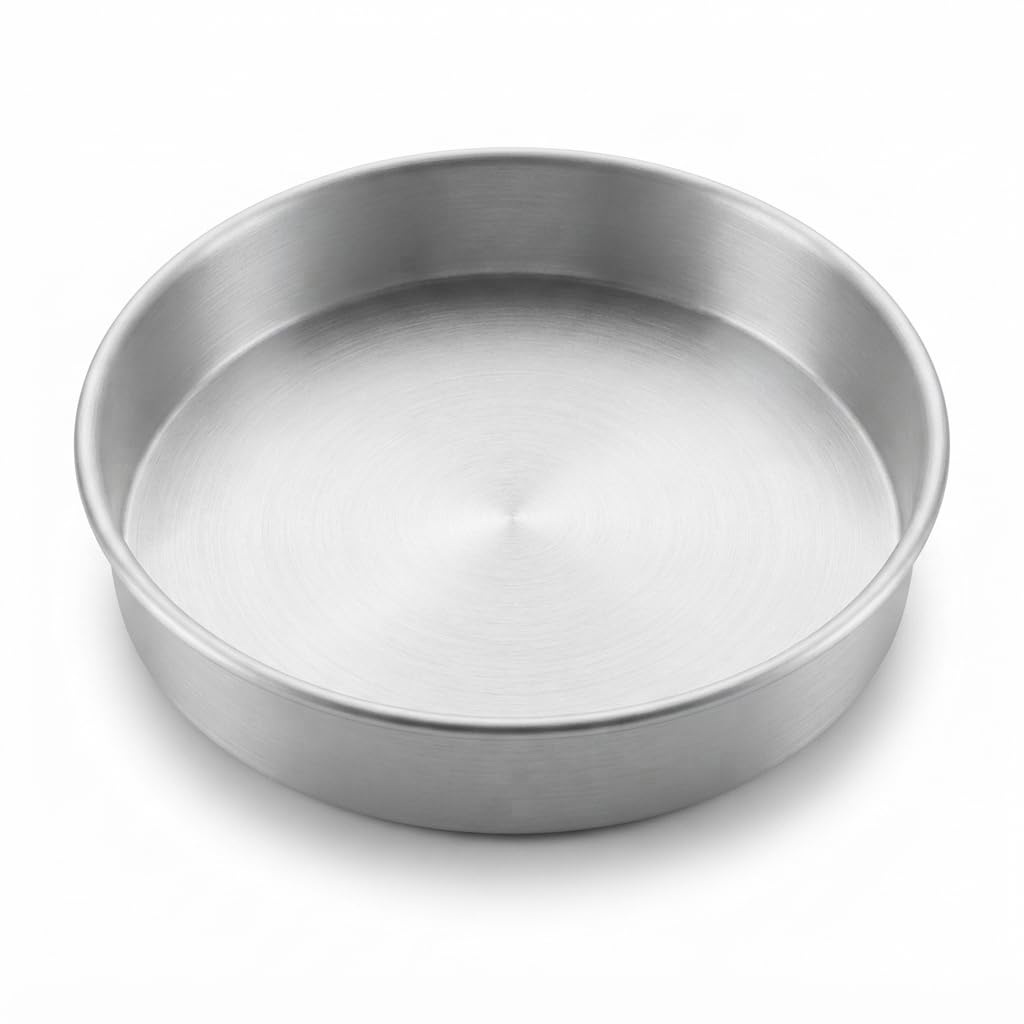 Glownary 9-Inch Round Aluminum Cake Pan with Removable Bottom, 2-Inch Deep, Uncoated, for Cheesecake and Layer Cakes