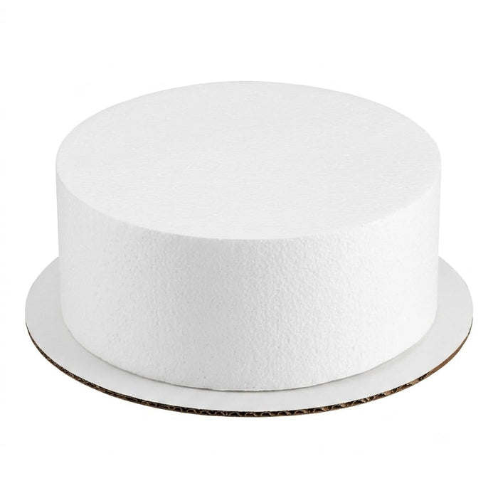 Glownary 10 x 4 Inch Round Foam Cake Dummy, White Polystyrene, Reusable Display Base for Tiered Cakes