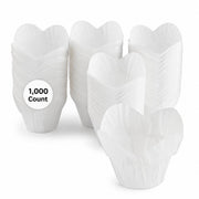 Glownary White Large Rounded Muffin Wraps, 2 x 2.75 Inch, Heavy Weight Paper, Grease-Proof, Oven Safe, Lotus Style, 1000 per Case
