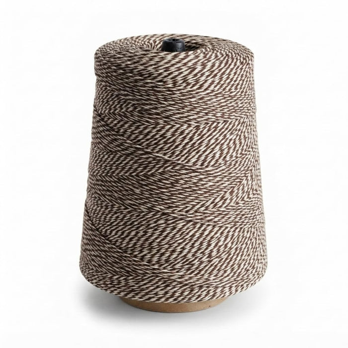 Glownary Brown and White Baker's Twine, 4-Ply Polyester Cotton Blend, 3360 Yards, 2 lb Cone for Bakery and Cafe Use