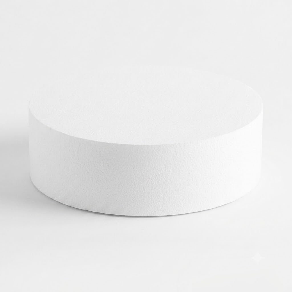 Glownary 14 x 4 Inch Round Polystyrene Foam Cake Dummy, White Dummy Tiered Cake for Bakery Display and Practice