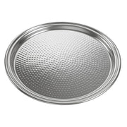 Glownary 15 Inch Round Hammered Stainless Steel Catering Tray, Silver Platter with Mirror-Polished Finish, Dishwasher Safe Serving Tray for Appetizers and Events