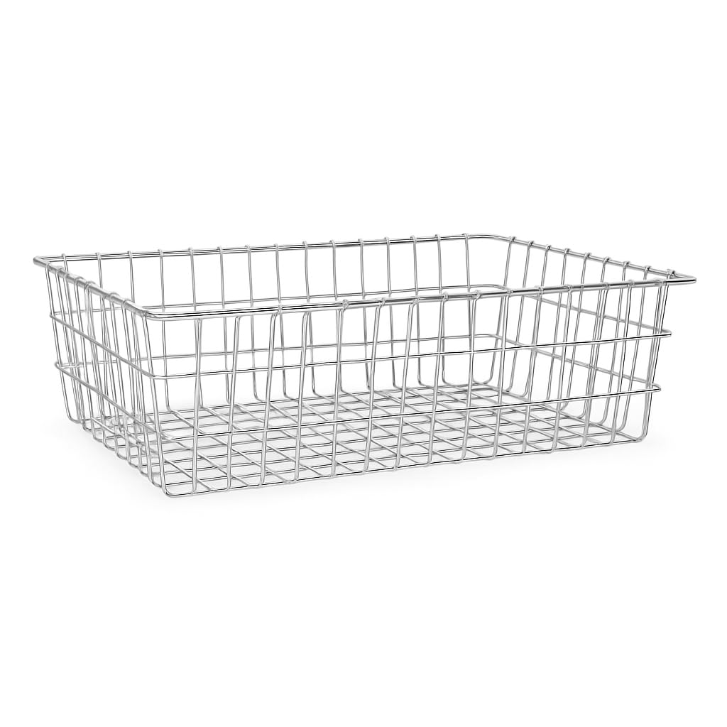 20 x 14 x 5.75 Inch Rectangular Wire Basket, Silver, Level Top Design for Bagels and Pastries, Model WBB1319