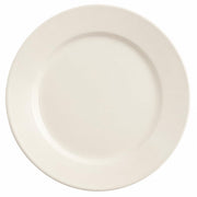 Glownary 9-Inch Ivory Wide Rim Stoneware Dinner Plates, Round, Microwave and Oven Safe, Commercial Grade, 24-Case