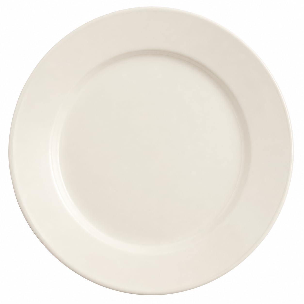 Glownary 9-Inch Ivory Wide Rim Stoneware Dinner Plates, Round, Microwave and Oven Safe, Commercial Grade, 24-Case