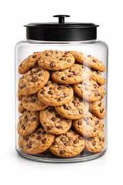 Glownary Dusk Glass Storage Jar, 3 Gallon Capacity, Crystal Clear with Black Metal Lid, for Food Display and Storage