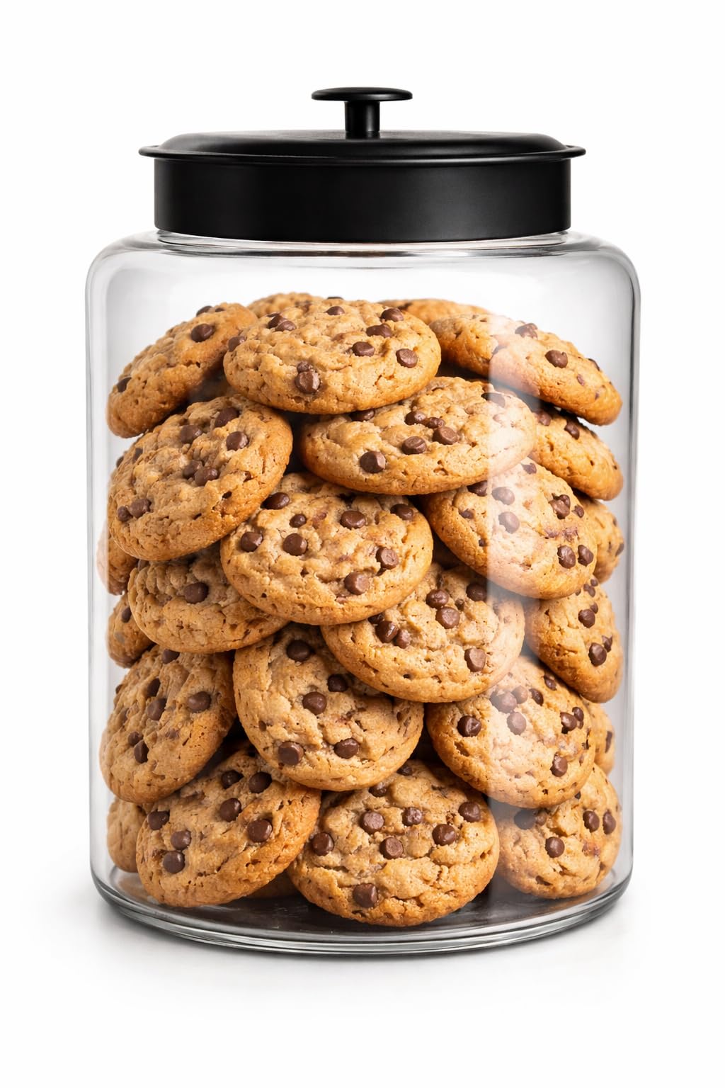 Glownary Dusk Glass Storage Jar, 3 Gallon Capacity, Crystal Clear with Black Metal Lid, for Food Display and Storage