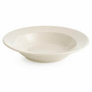 Glownary Stoneware Pasta Bowl, 26 oz, Ivory White, Wide Rim with Rolled Edge, Microwave and Oven Safe, 12 Inch Diameter, 12 per Case