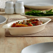 Glownary Oval Stoneware Rarebit, 12 oz Capacity, Ivory White, 10 x 5.25 x 1.25 Inches, Microwave, Oven and Dishwasher Safe, 12 Pack view 2