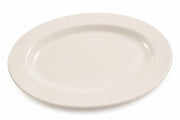 Glownary Ivory Wide Rim Oval Stoneware Platter, 12 1/2 x 8 7/8 Inches, Microwave and Dishwasher Safe, 12 per Case