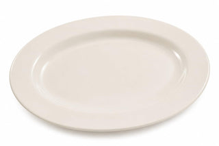 Glownary Ivory Wide Rim Oval Stoneware Platter, 12 1/2 x 8 7/8 Inches, Microwave and Dishwasher Safe, 12 per Case