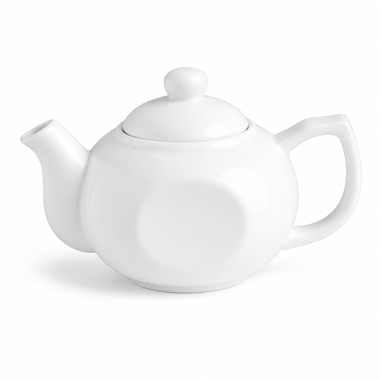 Glownary [ 6 teapot ] Bright White Porcelain Teapot, 10 oz Capacity, Round Shape with Lid, Microwave and Dishwasher Safe, 6 x 3.25 Inches