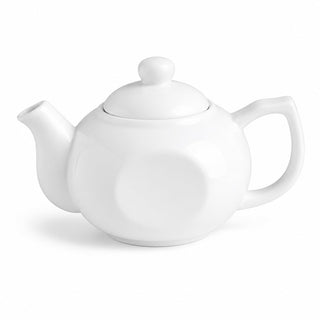 Glownary [ 6 teapot ] Bright White Porcelain Teapot, 10 oz Capacity, Round Shape with Lid, Microwave and Dishwasher Safe, 6 x 3.25 Inches
