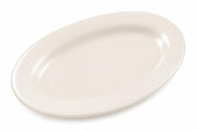Glownary Stoneware Oval Platter, Ivory White, 9 3/8 x 6 1/2 Inch, Wide Rim with Rolled Edge, Microwave and Dishwasher Safe, 24/Case