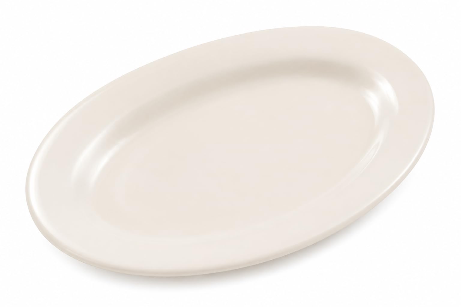 Glownary Stoneware Oval Platter, Ivory White, 9 3/8 x 6 1/2 Inch, Wide Rim with Rolled Edge, Microwave and Dishwasher Safe, 24/Case