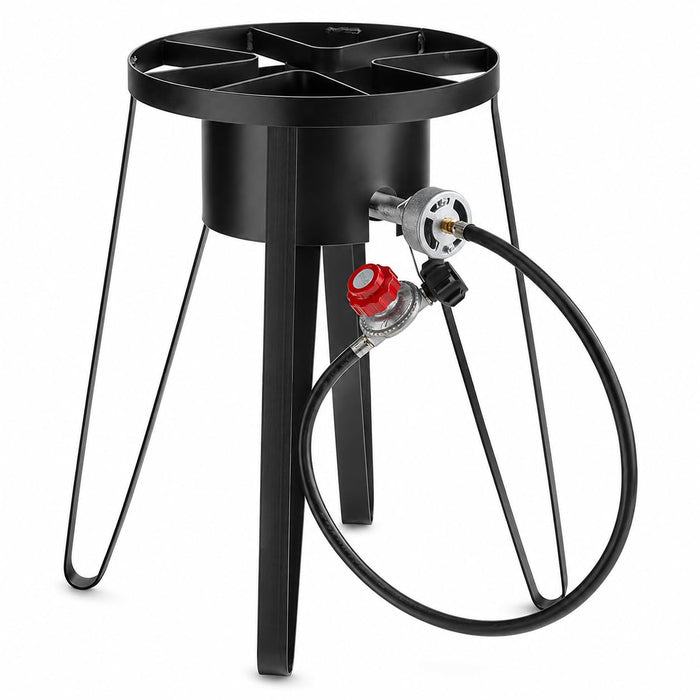Glownary 21-Inch Outdoor Gas Range, 55,000 BTU Single Burner Propane Stove with Wind Guard, Steel Frame, 14-Inch Cooking Surface for Patio Cooking