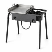 Glownary 32-Inch Double Burner Outdoor Range, 150,000 BTU, Steel Construction, Silver, with 15-Inch Griddle Plate, Propane Powered, Portable Cooking Station