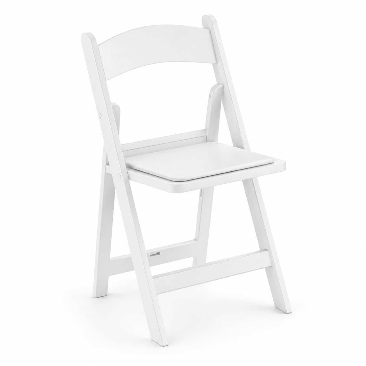 Glownary [4 Pack White Resin Folding Chair with Padded Vinyl Seat, Indoor Outdoor Use, 250 lb Capacity, 17 x 18 x 31 Inches
