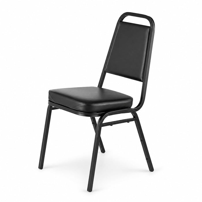 Glownary Black Stackable Chair with 2-Inch Padded Seat, Vinyl Upholstery, 18-Gauge Steel Frame, 250 lb Capacity for Breakrooms and Convention Centers