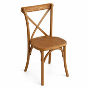 Glownary Vineyard Cross Back Chair, Barrel Brown Ashwood, Stackable, 300 lb Capacity, for Banquets and Restaurants
