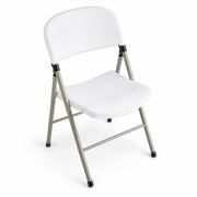 Glownary [4 Pack White Contoured Folding Chair, Steel Frame, Gray Powder Coated Finish, Indoor Outdoor Use, 250 lb Capacity, 19x20x32.5 Inches