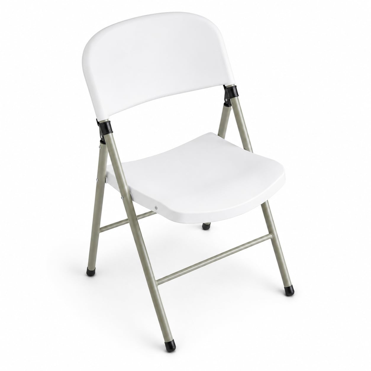 Glownary [4 Pack White Contoured Folding Chair, Steel Frame, Gray Powder Coated Finish, Indoor Outdoor Use, 250 lb Capacity, 19x20x32.5 Inches