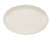 Glownary Oval Stoneware Platter, Ivory Scalloped Edge, 11.5 x 8.5 Inch, Dishwasher Safe, Microwavable, 12 Per Case