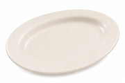 Glownary Ivory Wide Rim Oval Stoneware Platter, 11 1/8 x 7 3/4 Inches, Commercial Grade, Dishwasher Safe, Microwave and Oven Safe, 12 per Case
