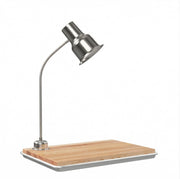 Commercial Carving Station with 24-Inch Stainless Steel Heat Lamp, Rectangle Rubberwood Cutting Board, Drip Pan, 250W, 120V, Silver