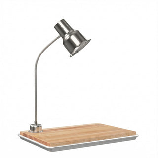 Commercial Carving Station with 24-Inch Stainless Steel Heat Lamp, Rectangle Rubberwood Cutting Board, Drip Pan, 250W, 120V, Silver